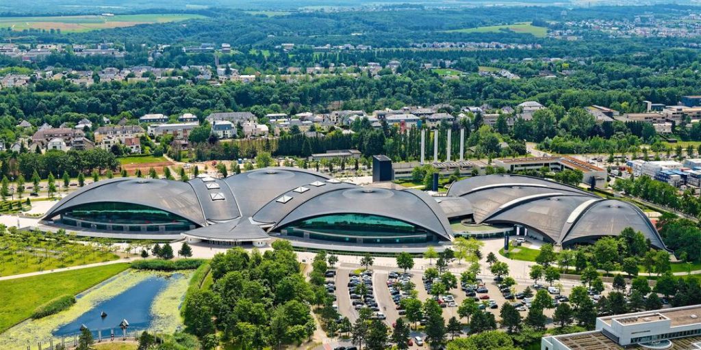 View on Luxembourg-Kirchberg - with Coque - National Sports Center